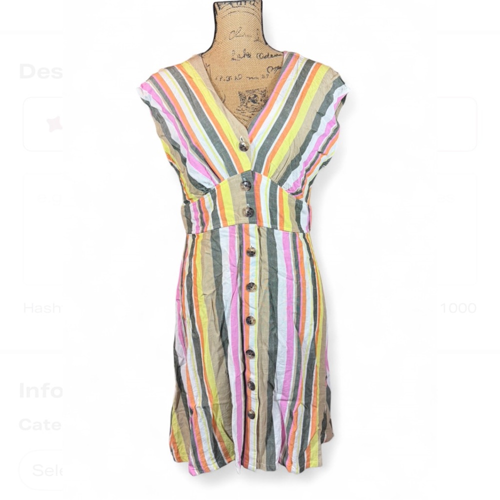 LOFT Colorful Striped Button-Down Mini Dress size 6